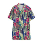 Vintage Watercolor Feather Print Cotton Hawaiian Shirt
