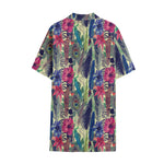 Vintage Watercolor Feather Print Cotton Hawaiian Shirt