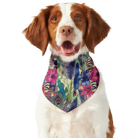 Vintage Watercolor Feather Print Dog Bandana