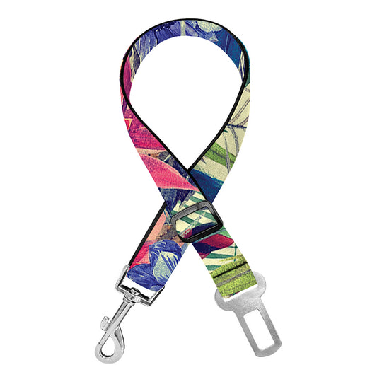 Vintage Watercolor Feather Print Dog Seat Belt