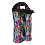 Vintage Watercolor Feather Print Double Neoprene Wine Tote