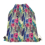 Vintage Watercolor Feather Print Drawstring Bag