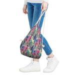 Vintage Watercolor Feather Print Drawstring Bag