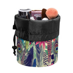 Vintage Watercolor Feather Print Drawstring Makeup Bag