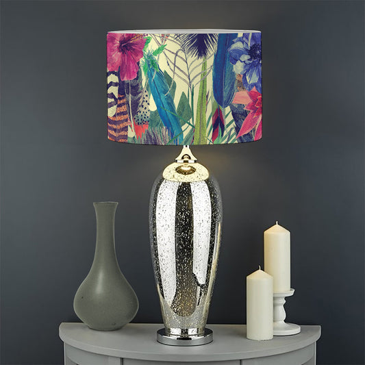 Vintage Watercolor Feather Print Drum Lamp Shade