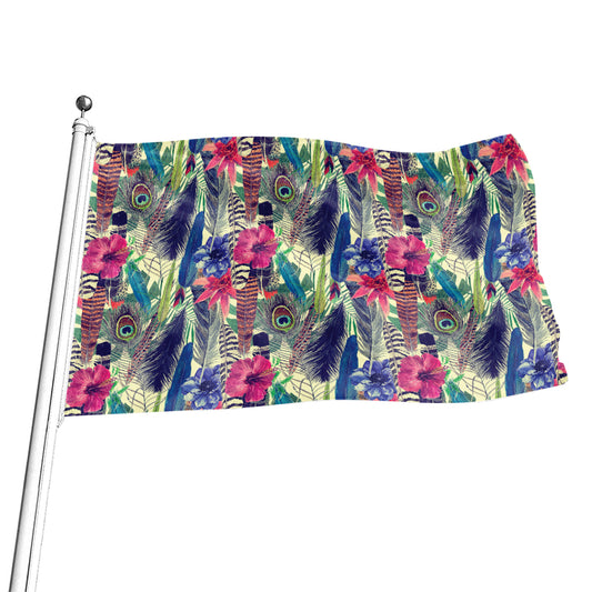 Vintage Watercolor Feather Print Flag