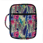 Vintage Watercolor Feather Print Front Pocket Bible Bag