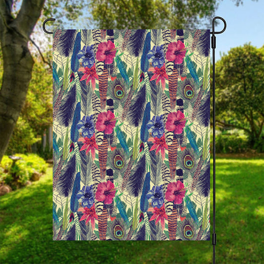 Vintage Watercolor Feather Print Garden Flag