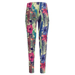 Vintage Watercolor Feather Print High-Waisted Pocket Leggings