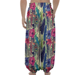 Vintage Watercolor Feather Print Lantern Pants