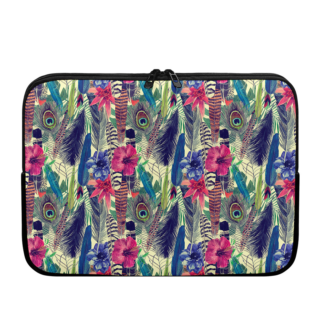 Vintage Watercolor Feather Print Laptop Sleeve