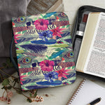 Vintage Watercolor Feather Print Leather Bible Cover