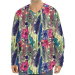 Vintage Watercolor Feather Print Long Sleeve Baseball Jersey