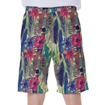 Vintage Watercolor Feather Print Men's Beach Shorts