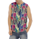 Vintage Watercolor Feather Print Men's Fitness Tank Top