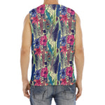 Vintage Watercolor Feather Print Men's Fitness Tank Top