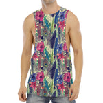 Vintage Watercolor Feather Print Men's Muscle Tank Top