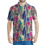 Vintage Watercolor Feather Print Men's Polo Shirt