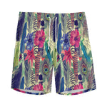 Vintage Watercolor Feather Print Men's Sports Shorts