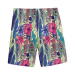 Vintage Watercolor Feather Print Men's Sports Shorts