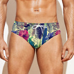 Vintage Watercolor Feather Print Men's Swim Briefs