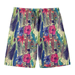 Vintage Watercolor Feather Print Men's Swim Trunks