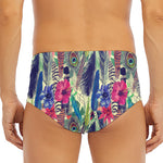 Vintage Watercolor Feather Print Men's Triangle Swim Briefs