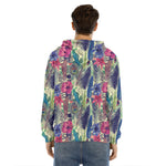 Vintage Watercolor Feather Print Men's Velvet Pullover Hoodie