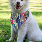 Vintage Watercolor Feather Print Over The Collar Dog Bandana