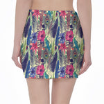 Vintage Watercolor Feather Print Pencil Mini Skirt