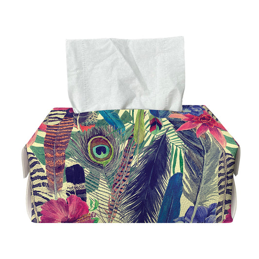 Vintage Watercolor Feather Print Rectangle Tissue Box Cover