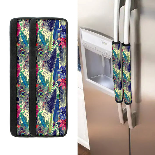 Vintage Watercolor Feather Print Refrigerator Handle Covers