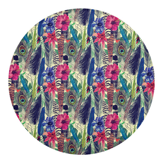 Vintage Watercolor Feather Print Round Blanket