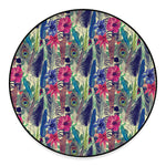 Vintage Watercolor Feather Print Round Floor Mat
