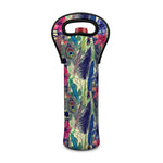 Vintage Watercolor Feather Print Single Neoprene Wine Tote