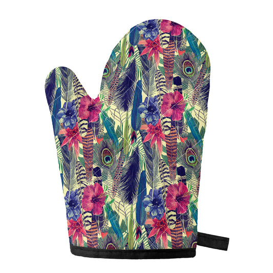 Vintage Watercolor Feather Print Single Oven Mitt