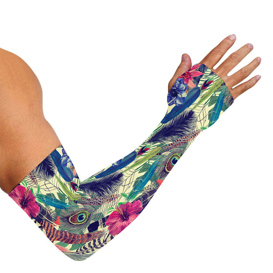 Vintage Watercolor Feather Print Sun Protection Arm Sleeves