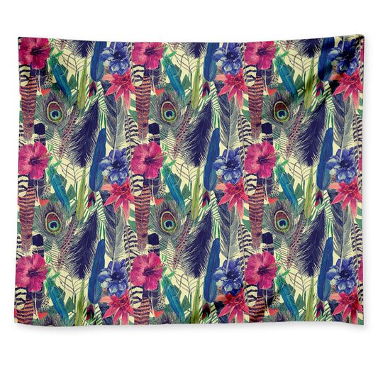 Vintage Watercolor Feather Print Tapestry