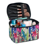 Vintage Watercolor Feather Print Travel Makeup Bag