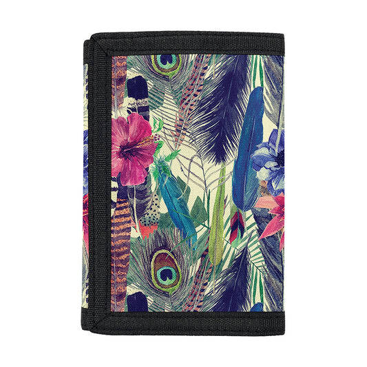 Vintage Watercolor Feather Print Trifold Wallet