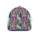 Vintage Watercolor Feather Print White Mesh Trucker Cap