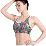 Vintage Watercolor Feather Print Women's Sports Bra