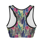 Vintage Watercolor Feather Print Women's Sports Bra