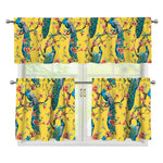 Vintage Watercolor Peacock Print 3 Piece Kitchen Curtains