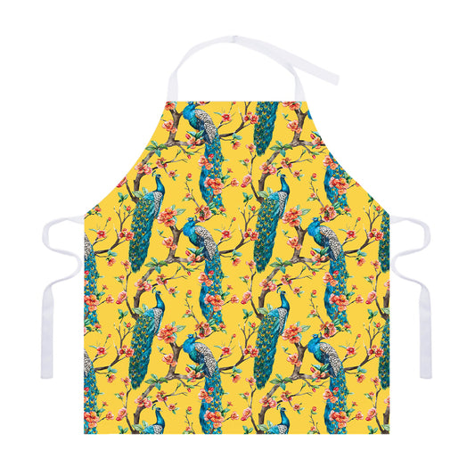 Vintage Watercolor Peacock Print Adjustable Apron