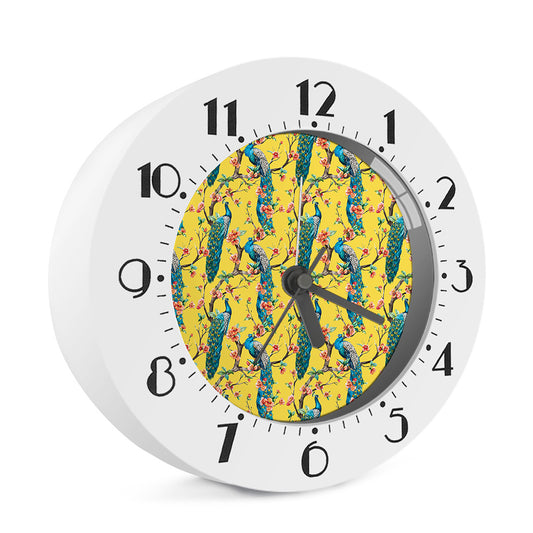 Vintage Watercolor Peacock Print Alarm Clock