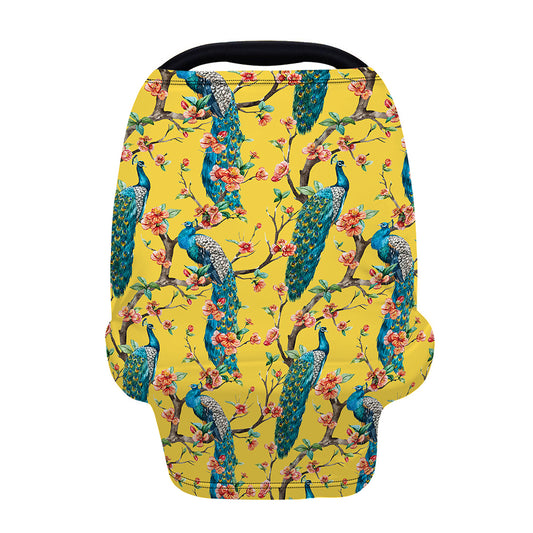 Vintage Watercolor Peacock Print Baby Seat Cover