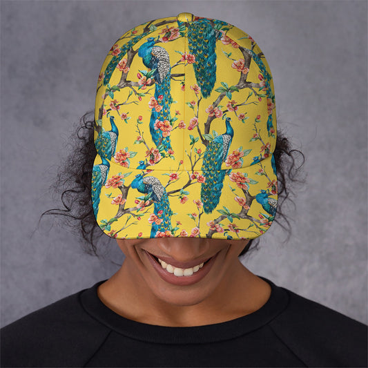 Vintage Watercolor Peacock Print Baseball Cap