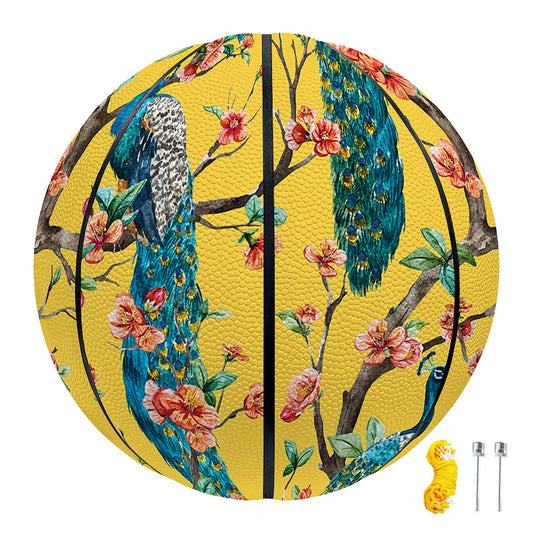 Vintage Watercolor Peacock Print Basketball