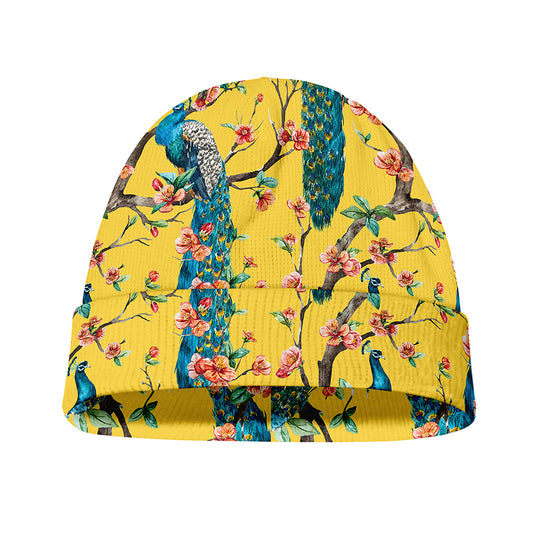 Vintage Watercolor Peacock Print Beanie